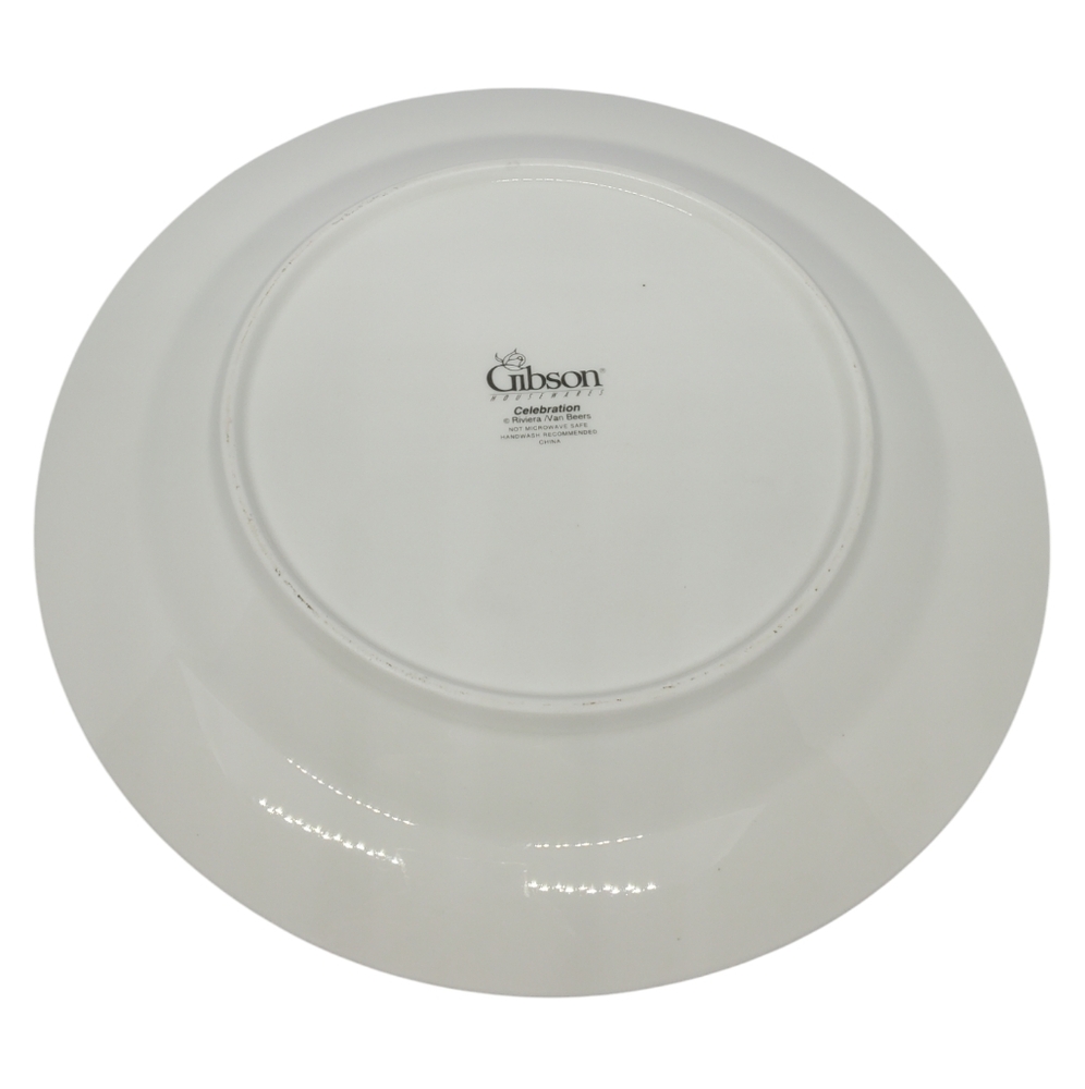 Gibson Designs Vtg Celebration Dinner Plate Gold Snowflakes Deer 2001 Pre-Owned - Picture 7 of 10